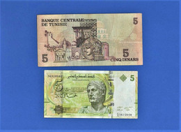 LOT 2 BILLETS5 DINAR DE  TUNISIE 1973-ET -2013 - Tunisie