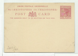 ST CHRISTOPHER E.P. Carte Postal Stationery Card 1p. Red On Cream, Mint.  Very Fresh.   Belle Fraîcheur.   TB - W1107 - St.Christopher-Nevis & Anguilla (...-1980)
