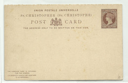 ST CHRISTOPHER E.P. Carte Postal Stationery Reply Card 1½p. + 1½p. Dark Brown On Cream, Mint.  Very Fresh.   Belle Fraîc - St.Christopher-Nevis-Anguilla (...-1980)