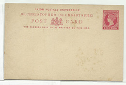 ST CHRISTOPHER E.P. Carte Postal Stationery Card 1p. Red On Cream, Mint.  Very Fresh.   Belle Fraîcheur.   TB - W1110 - St.Christopher, Nevis En Anguilla (...-1980)