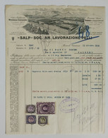 83267 213/ CARTACEO - Fattura Salp Lavorazione Pelli - Rivarolo / Palermo 1936 - Italia