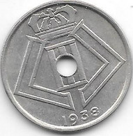 Belguim Leopold III 25 Centimes 1938 Dutch  Xf+ - 25 Cent