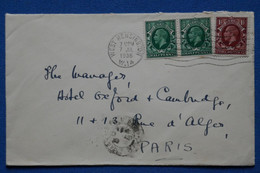 Y8  GRANDE BRETAGNE  BELLE LETTRE   1936  LONDON   POUR  PARIS FRANCE+ AFFRANCHISSEMENT PLAISANT - Covers & Documents