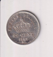 20 Centimes 1867 BB Napoléon III - TTB+ - E. 20 Centesimi