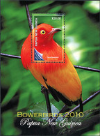 Papua New Guinea 2010. Flame Bowerbird (Sericulus Aureus) (MNH OG) S/S - Papua New Guinea