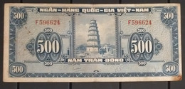South Viet Nam Vietnam 500 Dông VF Thien Mu Pagoda Banknote Note 1955 -Pick # 10 / 2 Photo - Vietnam
