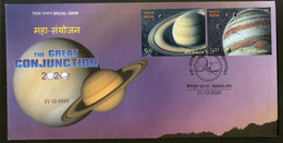 India 2020 Saturn Jupiter The Great Conjunction Astronomy Special Cover # 18720 - Asie