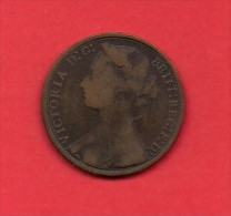 UK, 1877, Circulated Coin VF, 1 Penny, Young Victoria, Bronze, C1937 - D. 1 Penny