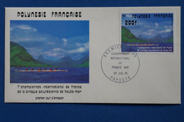 Y9 POLYNESIE  BELLE LETTRE 1981  POSTE AERIENNE + CHAMPIONNAT PIROGUE+ 200F + AFFRANCHISSEMENT INTERESSANT - Lettres & Documents