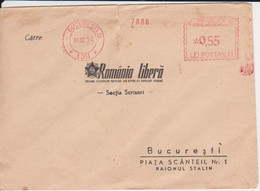 NEWSPAPER ENVELOPE ,,ROMANIA LIBERA,, RAION STALIN RED STAMP 1954 AMONT 0,55 LEI ROMANIA - Máquinas Franqueo (EMA)