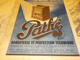 ANCIENNE PUBLICITE ROBUSTESSE ET PERFECTION PATHE   1936 - Sonstige & Ohne Zuordnung