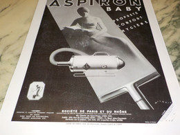 ANCIENNE PUBLICITE ASPIRATEUR  ASPIRON BABY  1938 - Altri & Non Classificati