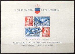 Liechtenstein 1936: Postmuseum Zu W14 Mi Block 2 Yv BF2 Mit O BRIEFMARKENTAGUNG VADUZ 25.X.36 (Zumstein CHF 60.00) - Blocchi & Fogli