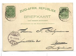 E.P. Carte Reply Postal Stationery Card ½p. + 1½p. Green  On Cream + Tp ½ Green, Cancelled STANDERTON 20 Nov. 1897 to Be - Transvaal (1870-1909)