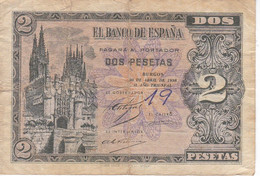 BILLETE DE 2 PTAS DE 1938 CATEDRAL DE BURGOS SERIE C  (BANKNOTE) - 1-2 Pesetas