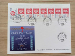 FDC N°BC2865 : Cinquantenaire De La Marianne De Dulac. Le Carnet - 1990-1999