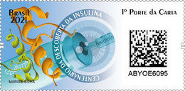Brazil 2021: Centenary Of The Discovery Of Insulin - Diabetes, Protein, Medicine, Chemistry, QR Code. MNH - Pharmacy