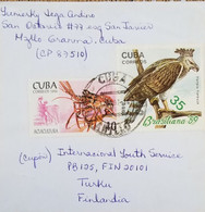 O) 1994 CUBA, , HARPIA HARPYJA, BRASILIANA 1989, AQUACULTURE, CIRCULATED TO FINLAND - Covers & Documents