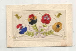 Cp,  TISSU , Carte Brodée , Fleurs ,écrite - Embroidered