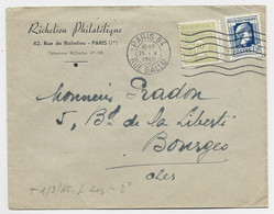 ARC TRIOMPHE 50C + MARIANNE ALGER 1FR50 LETTRE PARIS 84 25.V.1945 AU TARIF - 1944-45 Arc De Triomphe