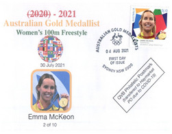 (WW 11 A) 2020 Tokyo Olympic Games - Swimming - Woman's 100m Freestlyle Gold (NEW Australia Post Stamp) Emma McKeon - Eté 2020 : Tokyo