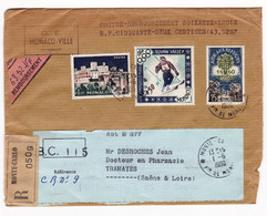 Lettre Monaco 1960 Recommandée Monte Carlo Contre Remboursement Tramayes Saône Et Loire - Lettres & Documents