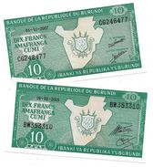 Burundi (BRB) 10 Francs 2005 & 2007 UNC 2 Pcs Cat No. P-33e / BI214k,l - Burundi