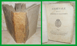 GIORNALE INTENDENZA DI CALTANISSETTA 1827 TIP. LIPOMI PAG. 654 QUADRI F.T. N. 10 + INDICE. IN 8 PERG. PIATTO MANCANTE E - Libri Antichi