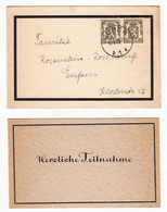 Lettre 1921 Eupen Belgique Paire Lion Héraldique Lettre + Carte Herzliche Teilnahme - 1929-1937 Leone Araldico