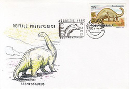 ANIMALS, PREHISTORICS, DINOSAURS, BRONTOSAURUS, SPECIAL COVER, 1993, ROMANIA - Vor- U. Frühgeschichte