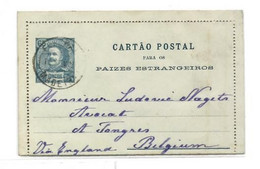 FUNCHAL  E.P. Carte-lettre Stationery Letter Card 65r. Blue On Light-green, Canc. FUNCHAL MADEIRA 12 Fev.. 1900 to Tongr - Autres & Non Classés