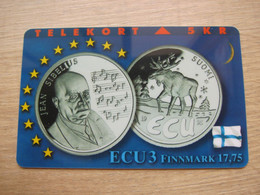 Private Issued Magnetic Phonecard,Finland Silver Coin Of Jean Sibelius, Mint, Only 700 Pcs - Danemark