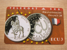 Private Issued Magnetic Phonecard,France Silver Coin Of Charlie Magne, Mint - Danemark