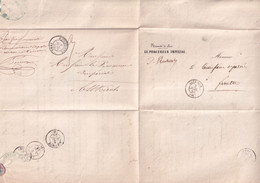 1856 - HAUT-RHIN - LETTRE En FRANCHISE ALLER Et RETOUR (ALTKIRCH / FERRETTE) Avec T15 - Frankobriefe