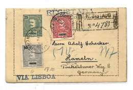 FUNCHAL  E.P. Carte-lettre Recommandée  Postal Stationery Registered Letter Card 25r. Green On Light-cream + Tp 25r. Red - Autres & Non Classés