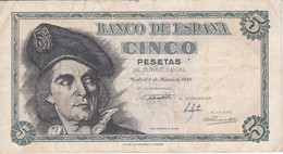 BILLETE DE ESPAÑA DE 5 PTAS DEL 1948 SERIE H CALIDAD BC (BANKNOTE) - 5 Peseten