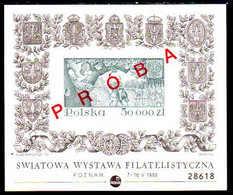 POLAND 1993 POLSKA Philatelic Exhibition Block Overprinted PROBA MNH / **  As Michel Block 122B - Nuevos