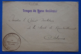 Y11 MAROC OCCIDENTAL  BELLE LETTRE RARE 1915 TROUPES COMMANDANT CASABLANCA + + AFFR. INTERESSANT - Storia Postale