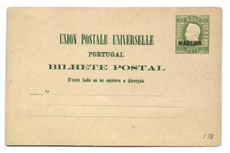 MADEIRA E.P. Carte Postal Stationery Card 50r. Green On Cream Ovpt. MADEIRA, Mint.    TB - W1181 - Autres & Non Classés