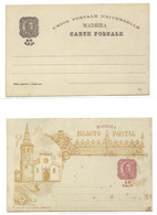 MADEIRA Lot Of 2 E.P. Carte Illustrated Postal Stationery Card 10r. Red And Orange-brown On Green, And 20r. Violet-grey - Autres & Non Classés