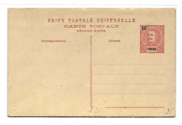 FUNCHAL E.P. Carte Avec Réponse Postal Stationery Reply Card 20r.+ 20r. Pink On Cream, Mint.    TB - W1188 - Andere & Zonder Classificatie