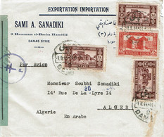 CTN70 - SYRIE LETTRE AVION DAMAS / ALGER AOÛT 1944 CENSURE - Storia Postale