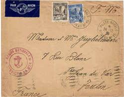 CTN70 - TUNISIE LETTRE AVION POSTE NAVALE BUREAU N° 15 MARINE NATIONALE SERVICE A LA MER 24/12/1939 - Lettres & Documents
