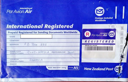 BARCODE STICKER STAMP ON REGISTERED PLASTIC COVER, 2005, NEW ZEELAND - Covers & Documents