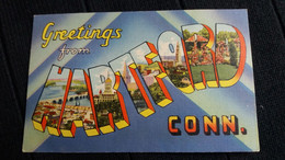 CPA GREETINGS FROM HARDFORD CONNECTICUT CAPITALE DE L ETAT LETTRES VILLE COLORPICTURE - Hartford