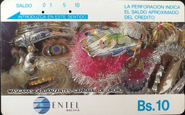 BOLIVIE  -  Phonecard - Tamura  -  ENTEL BOLIVIA  -  Mascaras -  Bs. 10 - Bolivia