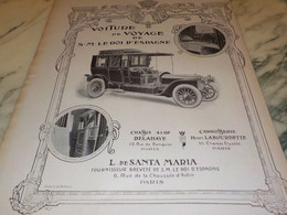 ANCIENNE PUBLICITE VOITURE DE VOYAGE DU ROI D ESPAGNE SANTA MARIA 1907 - Voitures