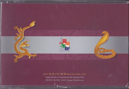 Hongkong 2001, Postfris MNH, Gold, Silver Sheet Exhibition In Spec. Map With Certificate - Cuadernillos