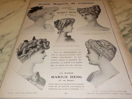 ANCIENNE PUBLICITE GRAND MAGASIN DE CHEVEUX DE MARIUS HENG 1907 - Toebehoren