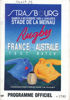 Livret Programme Rugby - 1989 - FRANCE / AUSTRALIE - Strasbourg - Stade De La Meinau - Rugby